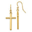 14K Gold Polished Cross Dangle Earrings for Women with French Wire