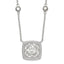 Sterling Silver Rhod-pltd Square CZ Pendant With 2in ext 4-Station Necklace