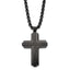 Chisel Stainless Steel Brushed and Polished Black IP-plated Cross Pendant on a 24 inch Box Chain Necklace