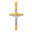 14K Two-Tone Gold INRI Hollow Crucifix Pendant Polished Finish