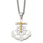 Chisel Stainless Steel Polished Yellow IP-plated Mariner's Cross Pendant on a 24 inch Curb Chain Necklace