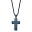 Chisel Stainless Steel Brushed and Polished Blue IP-plated Cross Pendant on a 19.75 inch Box Chain Necklace