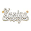 10KY and Rhodium 3D Diamond with Heart Name Plate