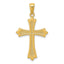 14K Yellow Gold Solid Budded Cross Pendant Elegant Casted Design