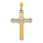 14K Gold and Rhodium Greek Key Cross Pendant Elegant and Solid Design