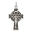 Sterling Silver 925 Irish Crucifix Pendant with Polished Antique Finish