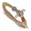 Stainless Steel Antiqued and Polished Snake Heads Tan Leather Wrap Bracelet