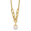 14k Polished 8-9mm Near Round Freshwater Cultured Pearl Dangle 16.75 inch Necklace