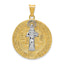 14K Gold & Rhodium St. Benedict Medal Pendant Polished, Reversible Design