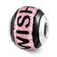 Sterling Silver 925 Mosaic Bead with Pink/Black Mother of Pearl Detailing