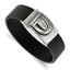 Stainless Steel Polished Black Leather Bracelet for Men