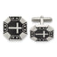 Brushed Stainless Steel Black Cross Cuff Links