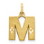 14K Yellow Gold Satin Diamond-Cut Initial M Charm Elegant & Polished