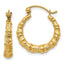 14K Gold Polished Bamboo Hoop Earrings with Elegant Hollow Design
