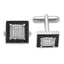 Rhodium-Plated Sterling Silver Black & White CZ Cuff Links