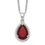 Sterling Silver Rhodium Polished Garnet & CZ Necklace