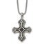 Black Agate Cross Necklace in Stainless Steel