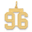14K Gold Satin Finish Number 96 Charm Laser Cut