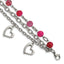 Stainless Steel Polished with Pink Agate and Hearts Bracelet for Women