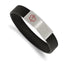 Stainless Steel Brushed with Red Enamel Black Silicone Stretch Medical ID Bracelet