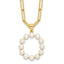 Sterling Silver Gold-plated 3-5.5mm White Button Freshwater Cultured Pearl LETTER O 18 inch Necklace
