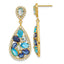 Cheryl M Sterling Silver Gold-plated Polished Blue Glass and CZ Fancy Teardrop Post Dangle Earrings