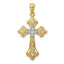 14K Gold Rhodium-Plated Diamond-Cut Cross Pendant Elegant Solid Design