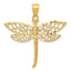 14K Gold Diamond-Cut Dragonfly Pendant with Polished Finish Elegant and Symbolic