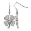 Stainless Steel Polished Leaf Cubic Zirconia Drop Dangle Earrings for Women