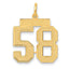 14K Gold Satin Number 58 Charm with Brushed Finish