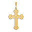 14K Gold Budded Cross Pendant with Textured Back Elegance