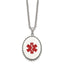 Chisel Stainless Steel Polished with Red Enamel Oval Medical ID Pendant on a 20 inch Cable Chain Necklace