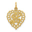 14K Gold Heart-Shaped Letter H Charm with Diamond-Cut Sandblasted Finish