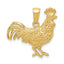 14K Gold Rooster Pendant for Men with Polished Solid Finish