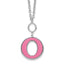 Sterling Silver Rhodium-Rhodium-Plated 18in With 2 Inch Extention Pink Enamel Circle Necklace