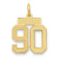 14K Yellow Gold Satin Number 90 Charm with Brushed Finish
