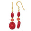 Sterling Silver Gold-plated Coral/Jade Dangle Earrings