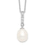Sterling Silver 925 Pearlescent CZ Necklace with Rhodium Finish