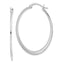 Sterling Silver 925 Polished Oval Hoop Earrings with Rhodium Plating