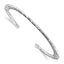 Sterling Silver 925 Women's Polished Hammered Open Bangle Bracelet