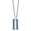 Chisel Stainless Steel Polished with Blue Carbon Fiber Inlay Dog Tag on a 22 inch Cable Chain Necklace