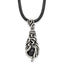 Black Agate Pendant Necklace in Stainless Steel, 20"