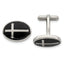 Stainless Steel Polished Enamel Cross Circle Cuff Links