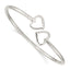 Sterling Silver 925 Women's Heart Cuff Bracelet with Polished Finish