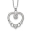 Sterling Silver Rhod-plated Claddagh Heart CZ With 1 in ext.Necklace