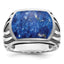 14k White Gold with Black Rhodium Mens Lapis Complete Ring