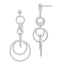 Sterling Silver Polished & Textured Circle Links Post Dangle Earrings