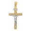 14K Two-Tone Gold INRI Crucifix Pendant with Polished Finish Solid