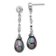 Cheryl Sterling Silver Rhodium-Plated Teardrop Pearl & CZ Dangle Earrings
