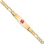 14K Medical Solid Chain/Solid Plate Soft Diamond Shape 40x12mm Centered Red Enamel Flat Figaro Link 7 inch ID Bracelet